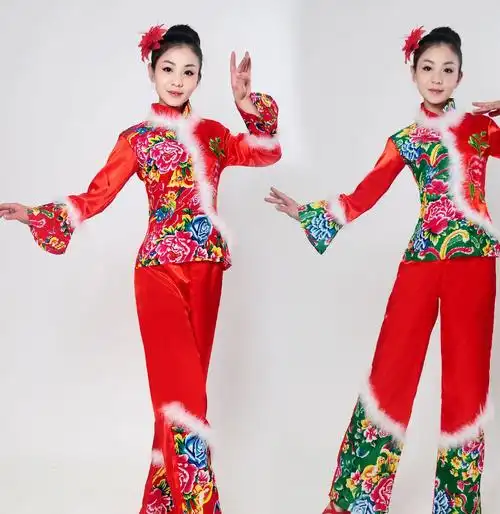 新款秧歌服秋冬季2015古典舞蹈表演出服装腰鼓中老年扇子舞腰鼓舞图片