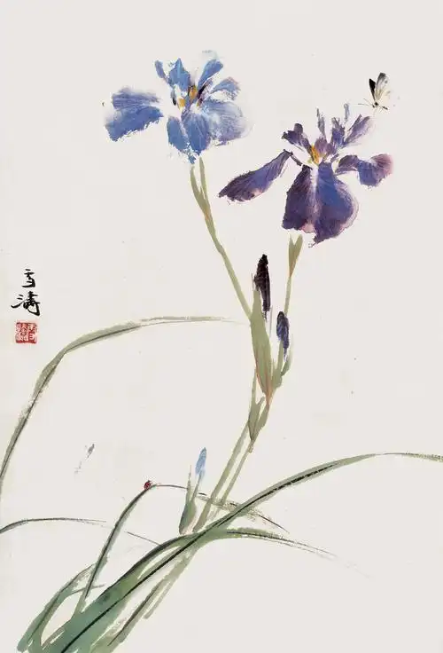 王雪涛蝴蝶兰立轴