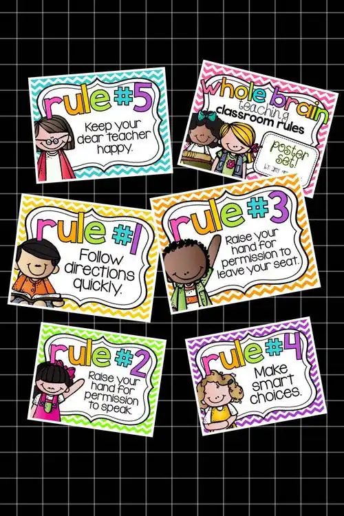 classroom rules教室规章制度双语幼儿园教师装饰背景墙 英语海报