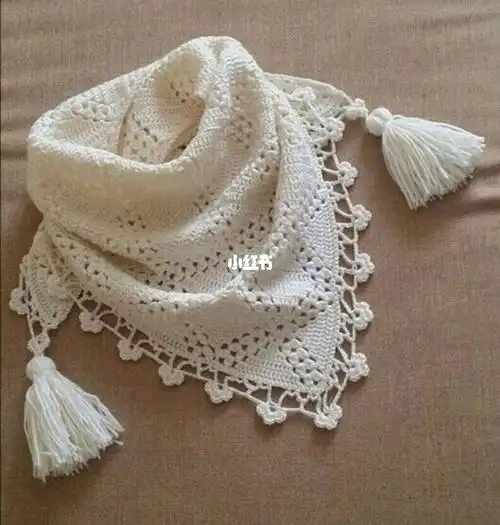 钩针图解三角流苏围巾