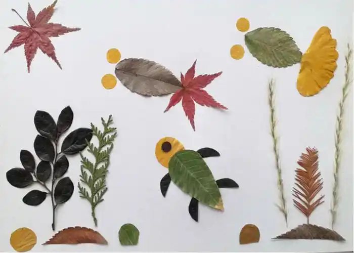树叶贴画秋天成品真创意小学生幼儿园手工diy材料包塑封成语作业 a4
