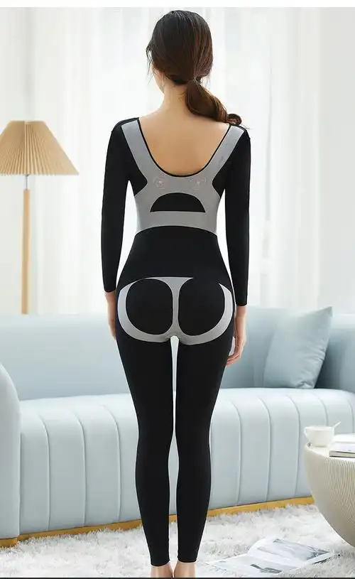 美腿塑身裤蕾丝美体塑形内衣女秋冬长袖长裤提臀塑腿塑手肤色m建议90