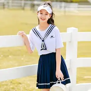 中学生t恤女夏季新款甜美学院风青少年女高中初中生纯棉短袖上衣