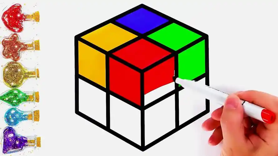 简易画教你怎么画魔方,这配色真是无敌了,太好看了吧