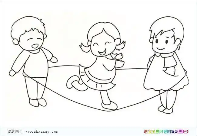 简笔画玩游戏的小朋友的画法优质幼儿园小朋友一起玩耍的简笔画户外