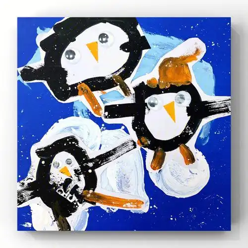 冰山企鹅3岁儿童画