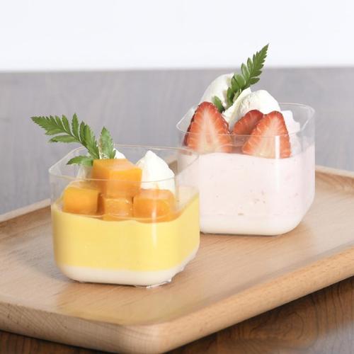 大容方形慕斯杯布丁杯冰淇淋杯蛋糕杯塑料一次性杯子透明木糠杯