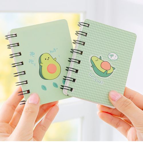 diary  notebooks students cute avocado side flip coil book w