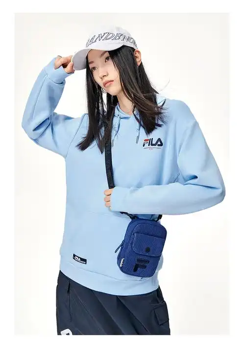 fila斐乐女子连帽卫衣2021年冬季潮流宽松针织运动连帽衫传奇蓝nv1