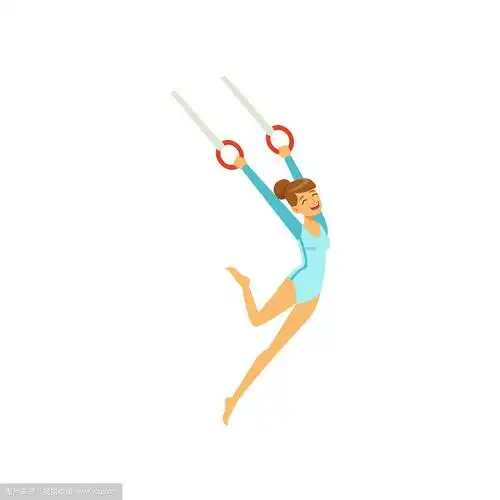 年轻女孩用吊环做运动