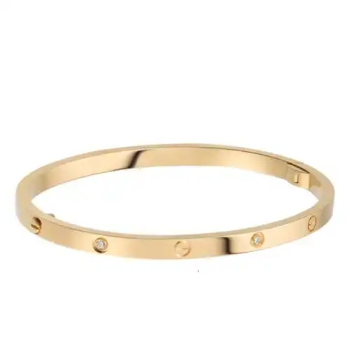 cartier卡地亚经典love系列18k金金镶嵌6颗钻石小号窄版螺钉手镯b604