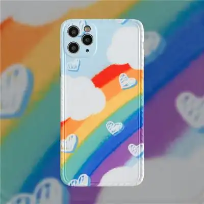 ins风彩虹可爱iphonexr手机壳8plus苹 果11promax全包防摔女款软