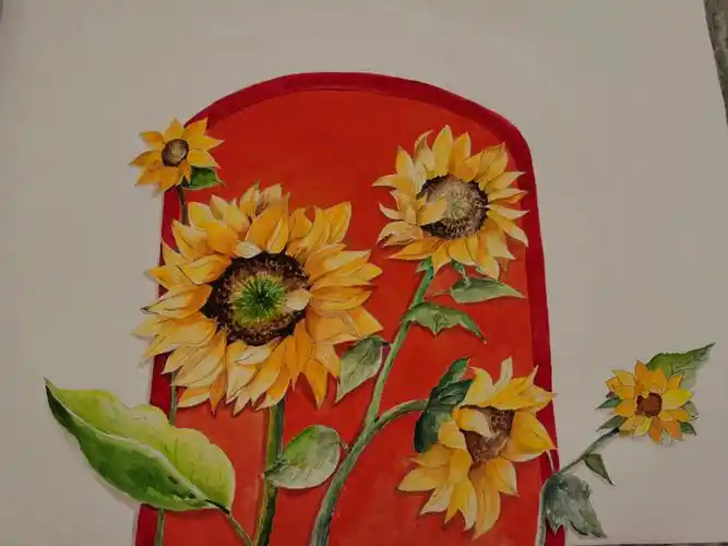 向日葵手绘水彩绘画