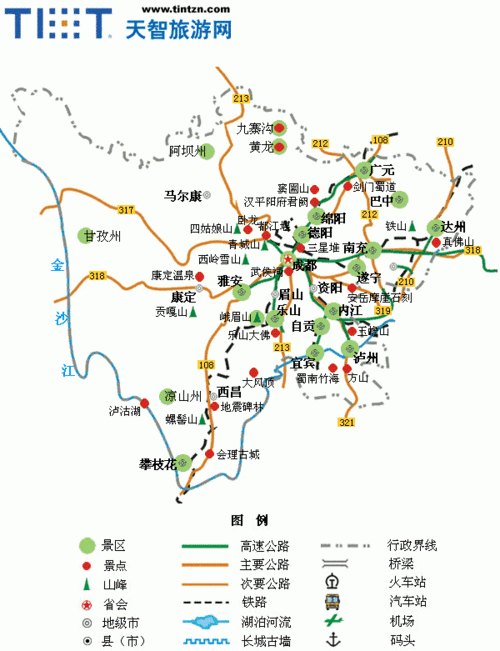 四川省景区分布地图_四川地图_高清版_下载-旅游地图