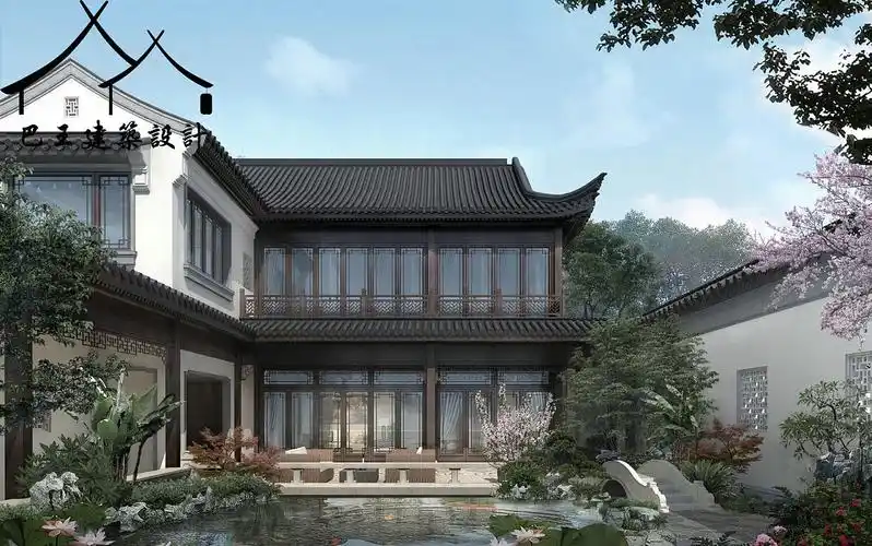 现代四合院别墅  中式四合院庭院