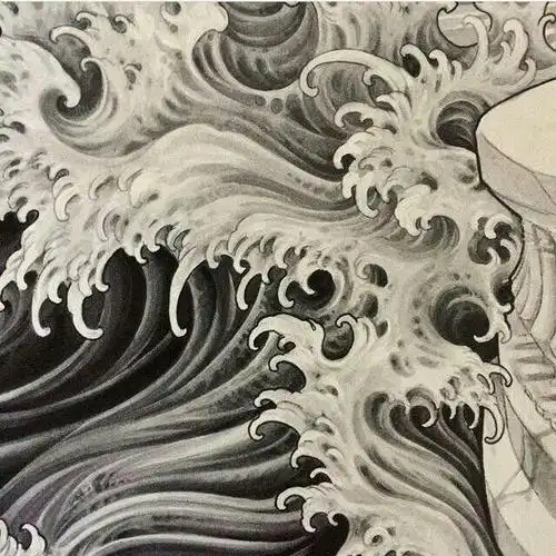 这种素描浪花怎么定位?怎么画?