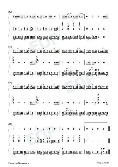 园游会-周杰伦c调简单版双手简谱预览2