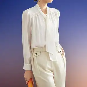 maxmara真丝衬衫女2022早春新款桑蚕丝纯色长袖法式外穿职业衬衣