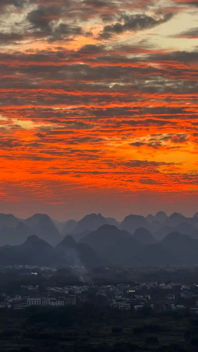 桂林12.24的火烧云95#分享一下你拍的夕阳 - 抖音