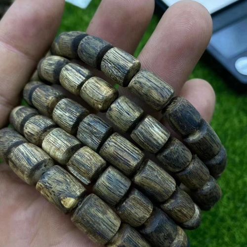 惠东莺歌绿奇楠桶珠正宗棋楠沉香手串棋楠手链珍藏凉透钻!天然