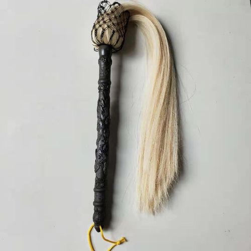 特价真马尾拂尘盘龙杆桃木柄太极浮尘道教佛尘蝇甩子道