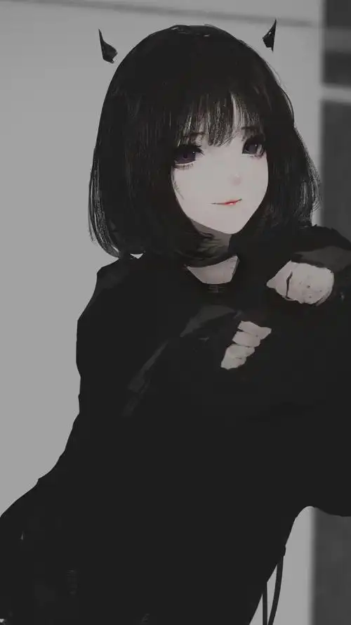 黑色系手绘美女高清手机壁纸