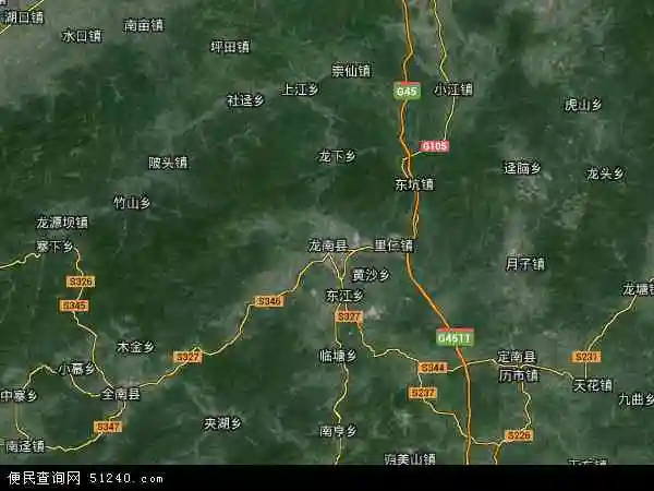 中国江西省赣州市龙南县地图(卫星地图)