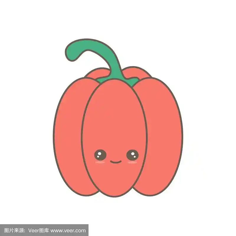 可爱的卡通辣椒孤立在白色背景矢量插图