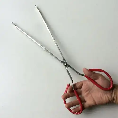 40cm火钳夹煤夹煤钳柴火夹垃圾夹红胶柄卫生夹铁夹烧烤木炭夹火剪