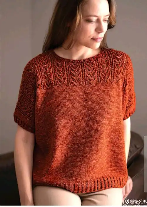 橡树山 云清女士棒针镂空半袖套衫-编织教程-编织人生