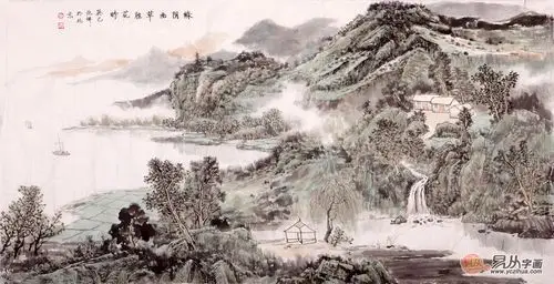 沈兆祥四尺横幅山水画作品《绿荫幽草胜花时》