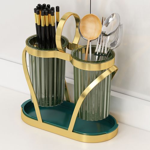 轻奢风筷筒厨房置物架高档金色壁挂筷子收纳盒沥水架家用餐具架子