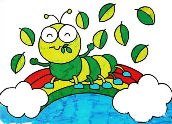 可爱的大眼睛毛毛虫儿童画