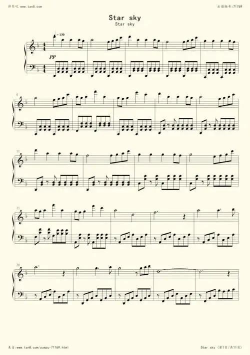 钢琴谱starsky