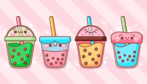 卡哇伊风格的珍珠奶茶矢量素材aiepspng