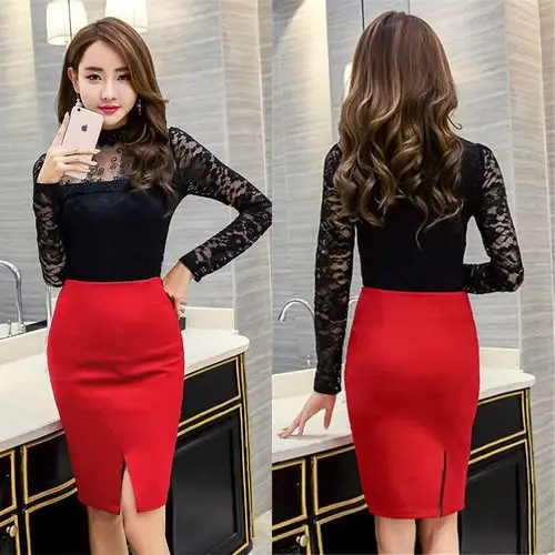 春季韩版新款包裙职业裙子前后开叉一步裙半身裙高腰弹力短裙女夏