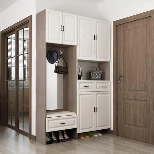 入户进门整体鞋柜玄关柜大容量一体门厅柜隔断柜家用门口定制到顶-阿