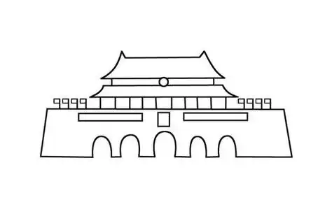 5,把所有的细节都补充好了之后,一副简单的北京天安门简笔画就画好了.
