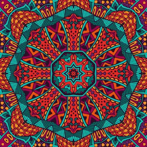 民族几何条纹无缝部落图案-民间装饰纺织品无缝图案