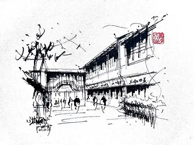 古街速写|纯艺术|绘画|阿龙速写 - 原创作品 - 站酷 (zcool)