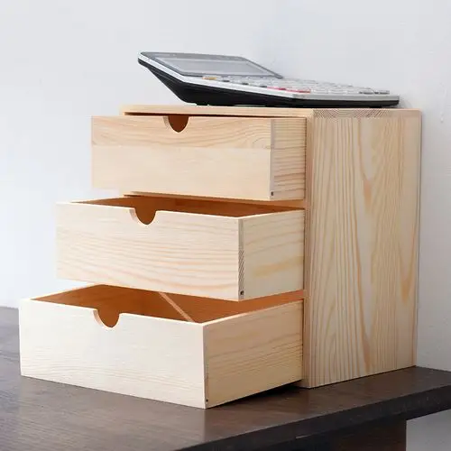 实木多层抽拉抽屉 收纳箱定制 桌面收纳架 储物柜子加工厂家曹县