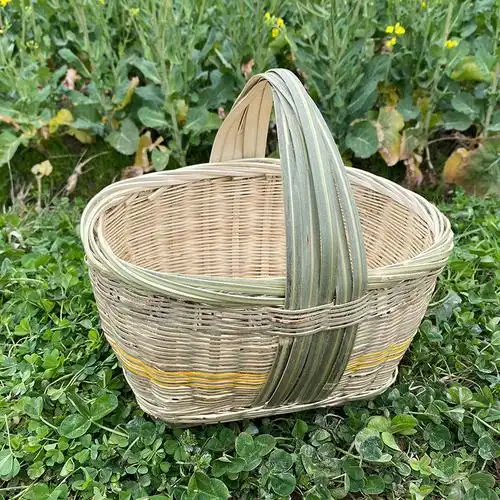 竹编提篮竹蓝手提篮子菜蓝子家用纯手工子批发编蓝子竹蓝筐好看