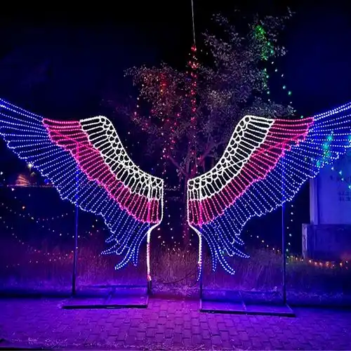 灯光大型户外梦幻定制网红led天使翅膀造型装饰灯