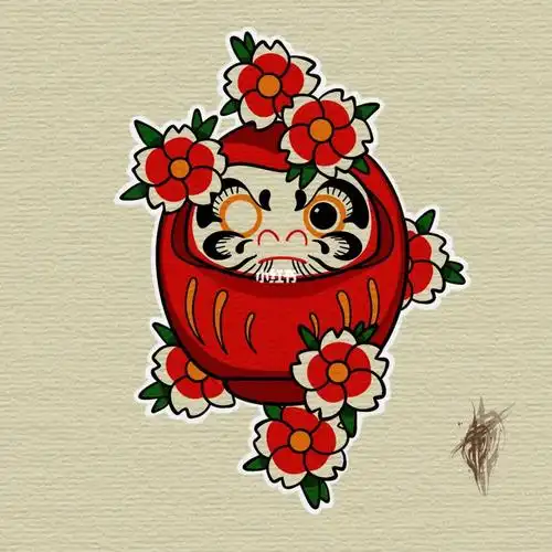 传统纹身  #我的纹身分享  #传统纹身  #达摩  #达摩蛋  #纹身手稿