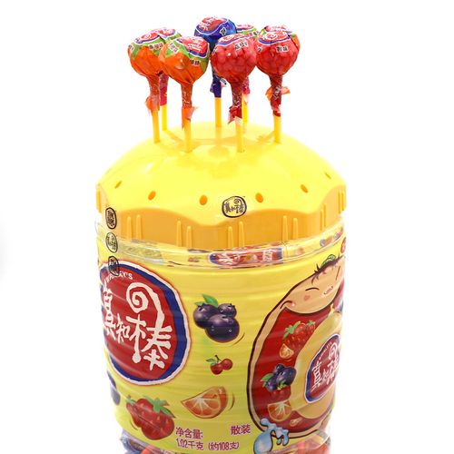 真知棒什锦水果味棒棒糖罐装约108支休闲零食儿童节糖果草莓香橙