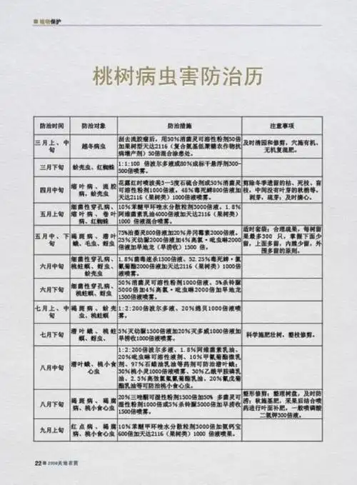 桃树病虫害防治历