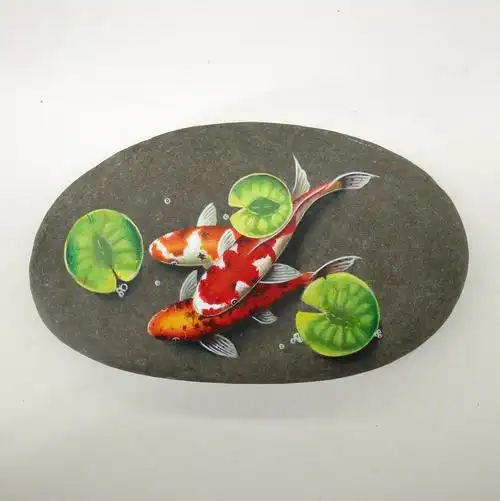 石头画-锦鲤送福