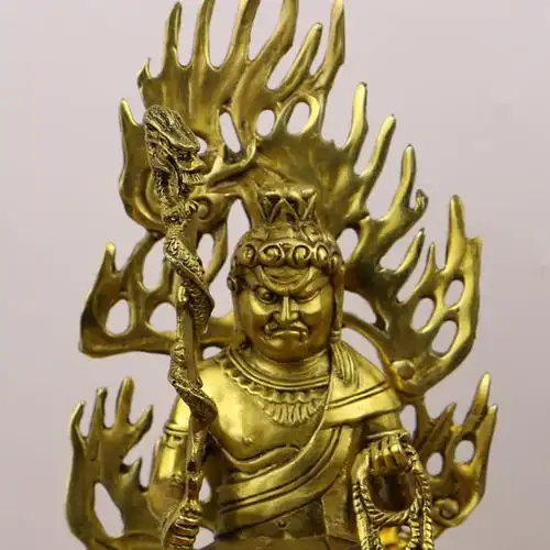 纯铜不动明王不动尊铜佛像属鸡本命佛家居摆件男女生肖鸡守护神高33