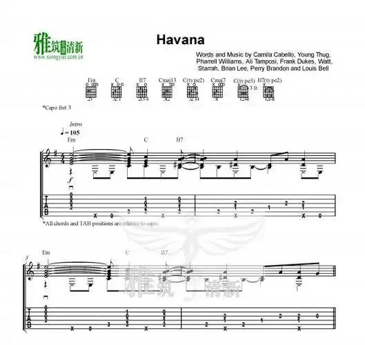 andrew foy - havana 指弹吉他谱
