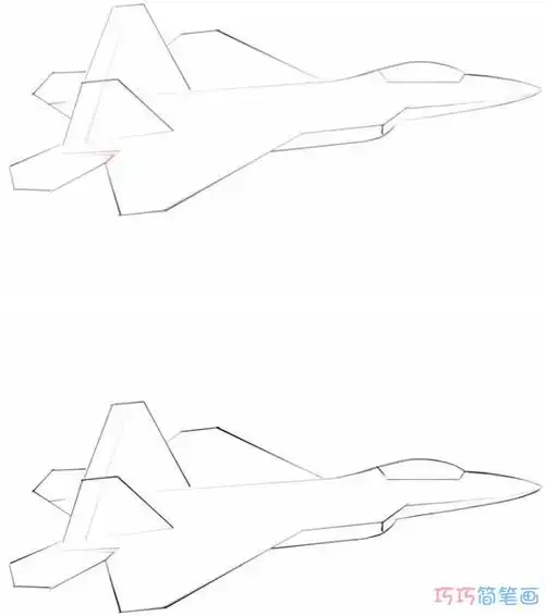 战斗机的画法步骤图 歼击机简笔画图片